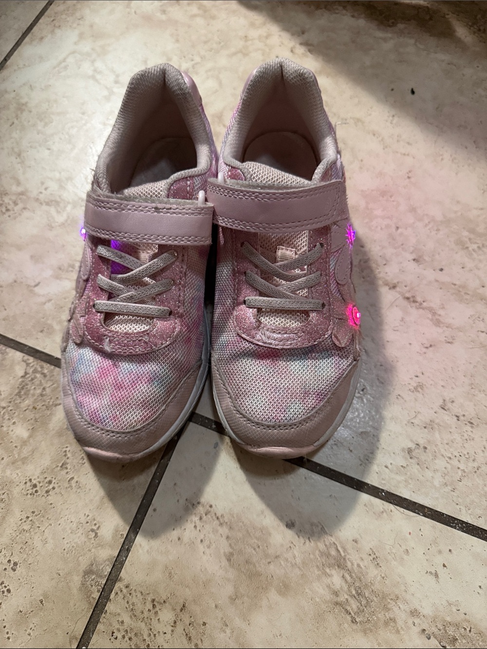 Stride Rite Kids Light-Up Pink Sneakers with Floral Accent